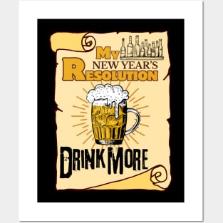 My New Year's Resolution: Drink More Beer - Funny Beer Posters and Art